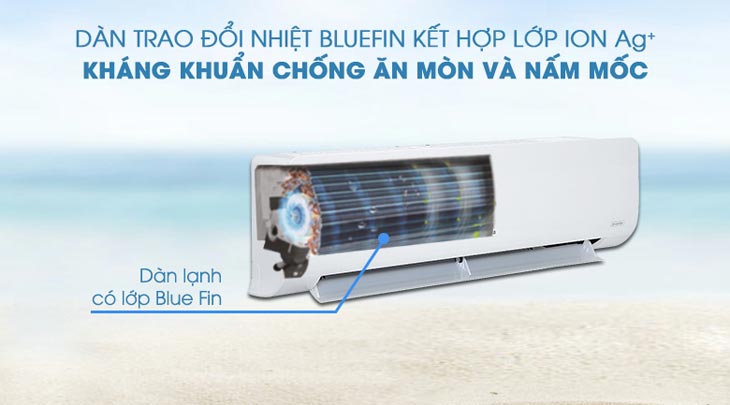 Máy lạnh Nagakawa Inverter 2 HP NIS-C18R2H10 chống Oxy hóa, tăng cường kháng khuẩn với lớp phủ BlueFin cùng lớp kháng khuẩn Ion Ag+